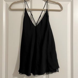 Free People silk tank top with polka dot lace